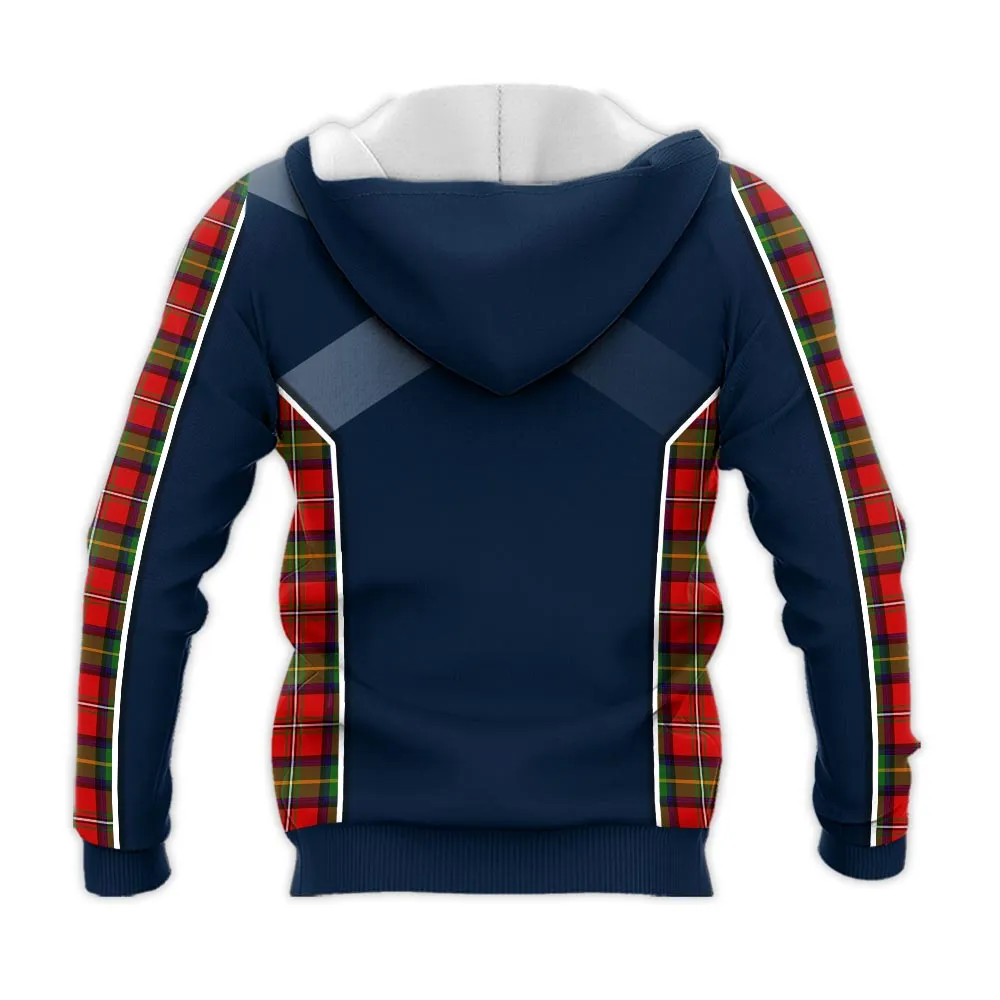 Boyd Tartan Knitted Hoodie with Family Crest and Scottish Thistle Vibes Sport Style