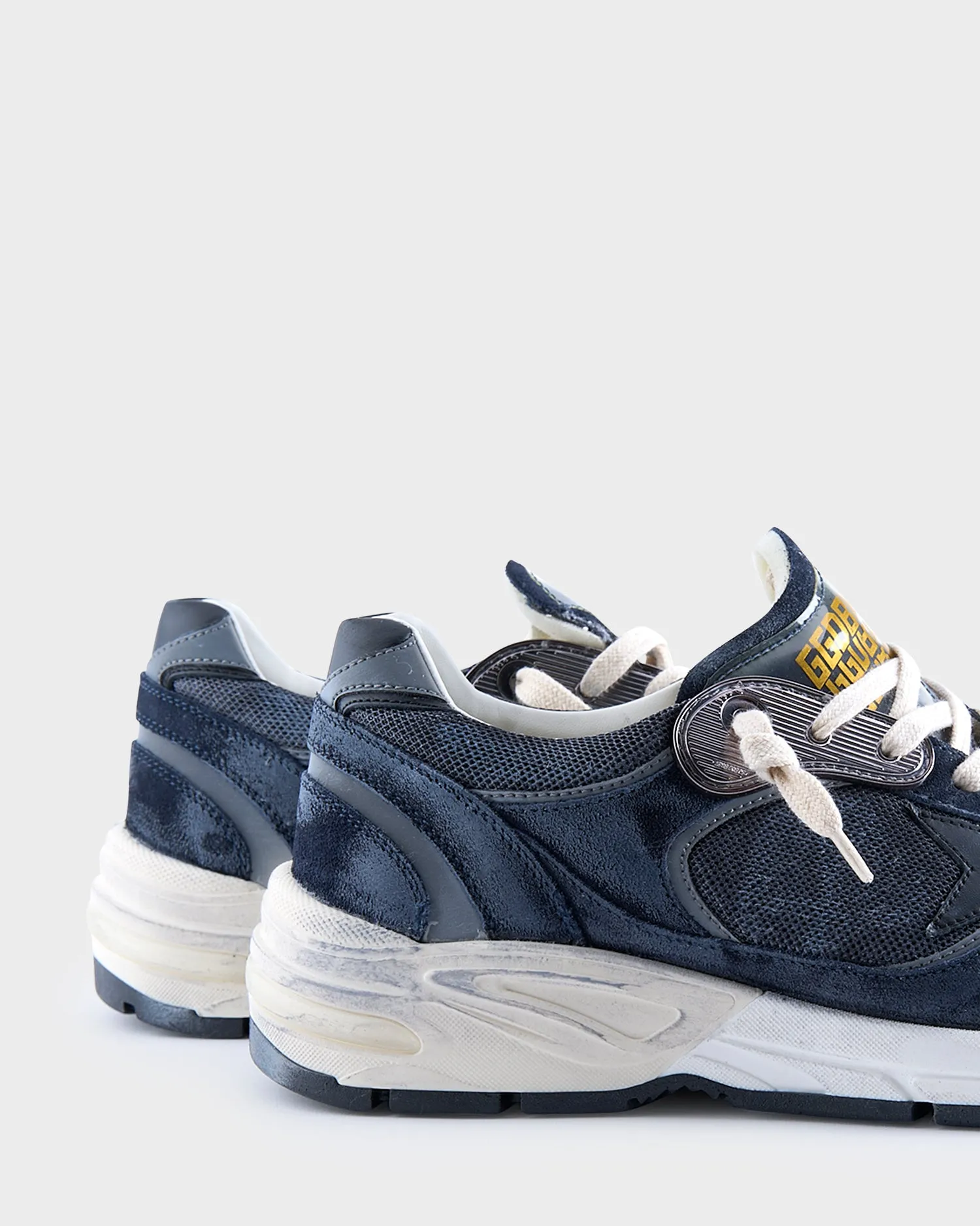 Dark Blue Scuba Leather Mesh and Suede Running Dad Sneakers