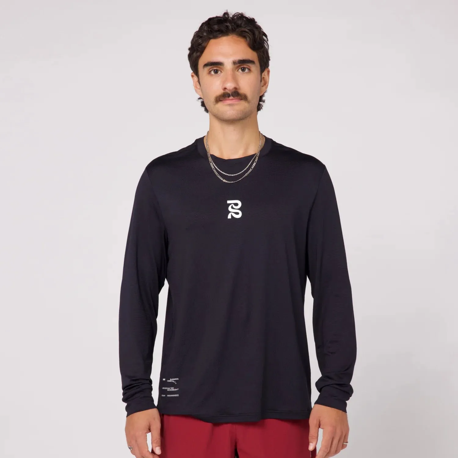 Micromesh™ "For The Long Run" Long Sleeve Tee - Unisex, Black