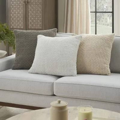 New - Mina Victory Lifestyle Woven Chenille 18" x 18" Set of 2 Indoor Throw Pillow White