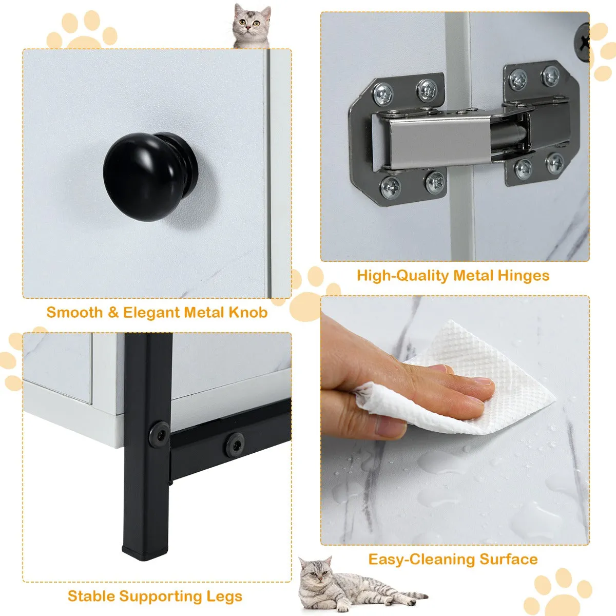 NNECW 2-in-1 Cat Litter Box Enclosure with 2-Tier Storage Shelf