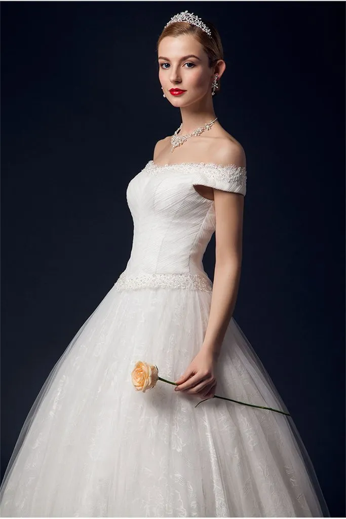 Off Shoulder Long Big Ball Gowns Wedding Dresses For Women PFW0289