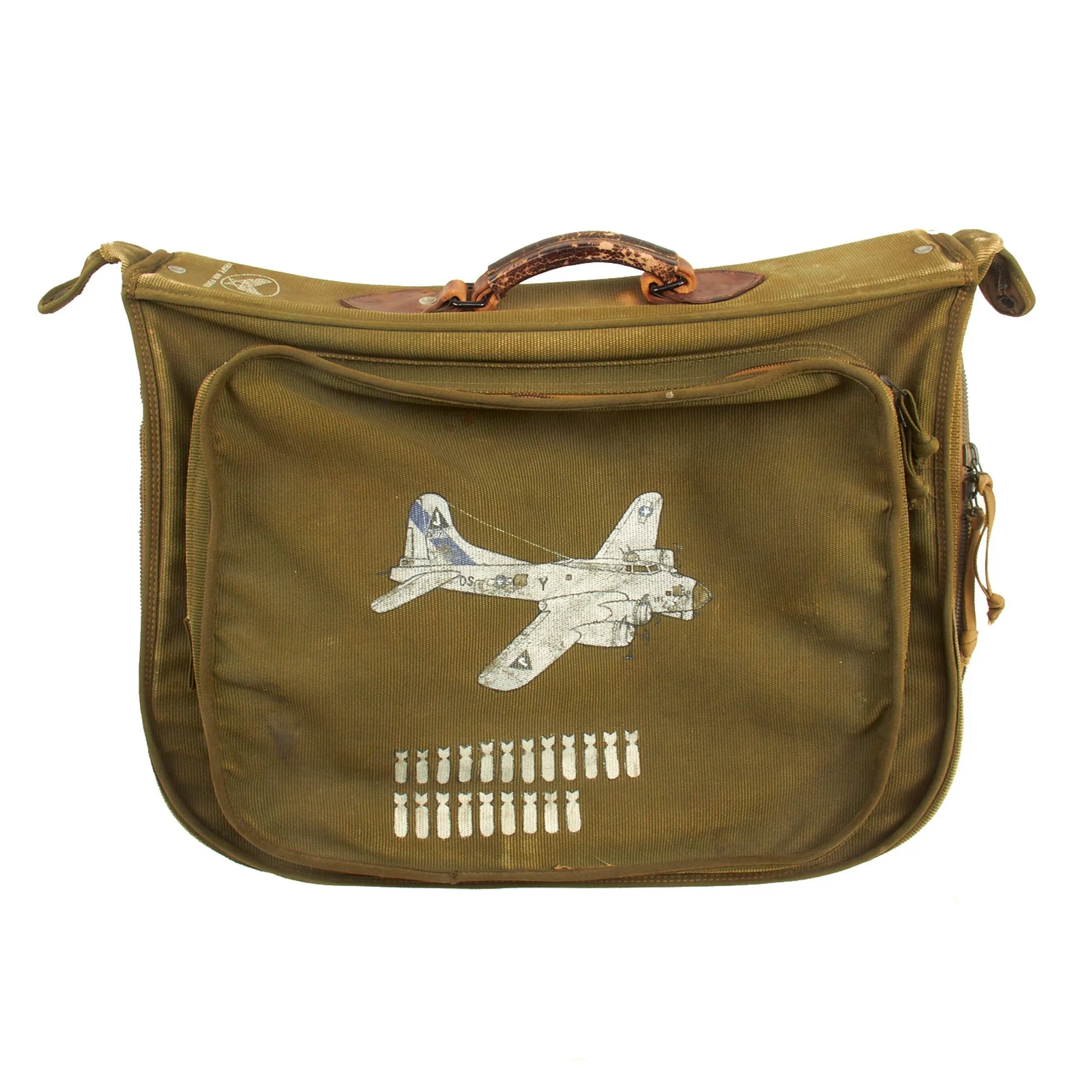 Original U.S. WWII  Flying Eight-Ball 351st Bomb Group 511th Bomb Squadron Personalized B-4 Folding Flight Bag