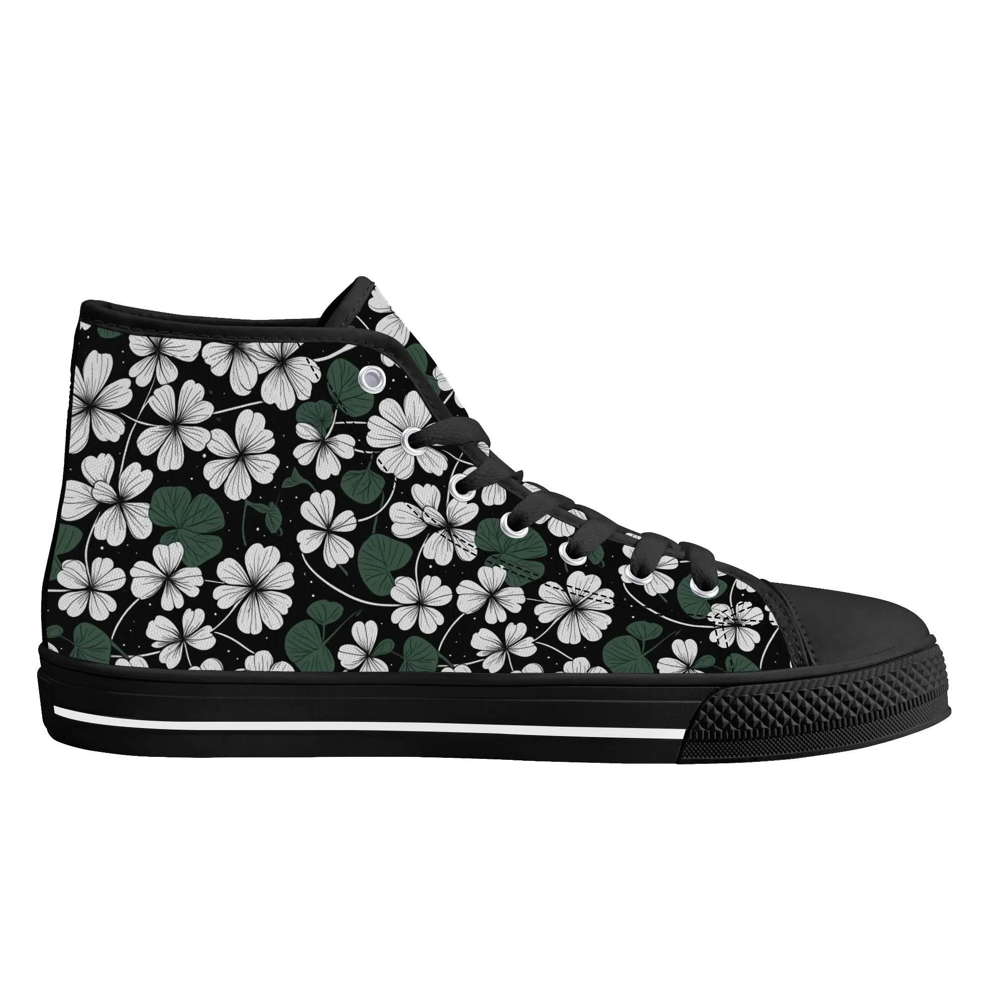 White Clover Womens High Top Canvas Shoes