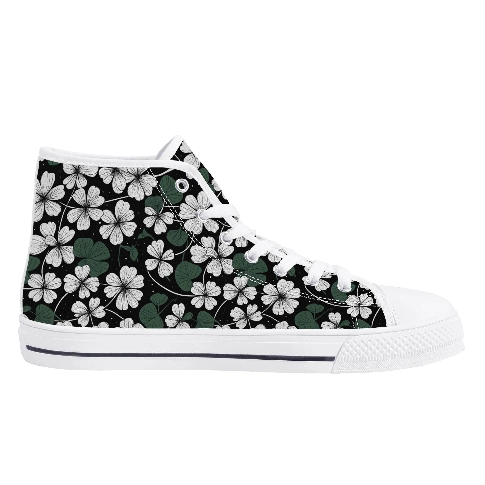 White Clover Womens High Top Canvas Shoes